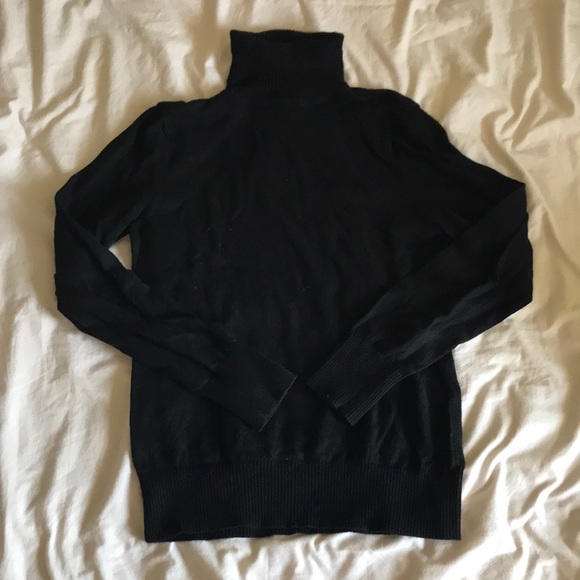 LL Bean Cotton Turtleneck Sweater in Black - Picture 2 of 5